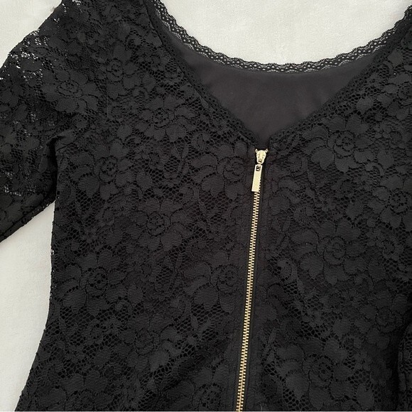 Eliza J Black Lace Overlay 3/4 Sleeve Sheath Dress, Size 2 NWOT - Picture 7 of 11